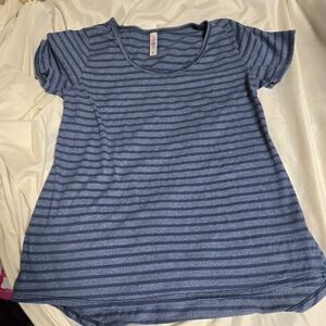 LuLaRoe Blue Striped Short Sleeve Tee